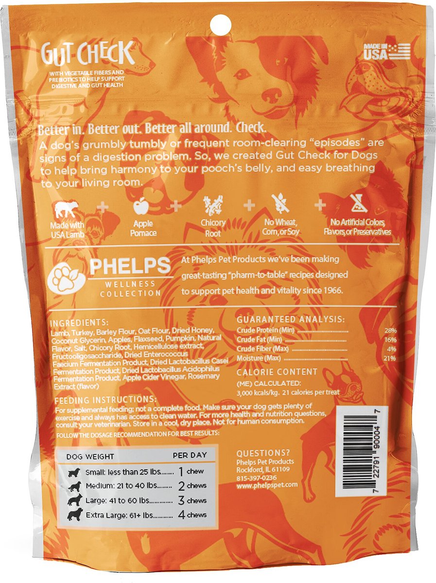 Phelps Wellness Collection Gut Check Lamb Recipe Dog Treats， 4-oz bag