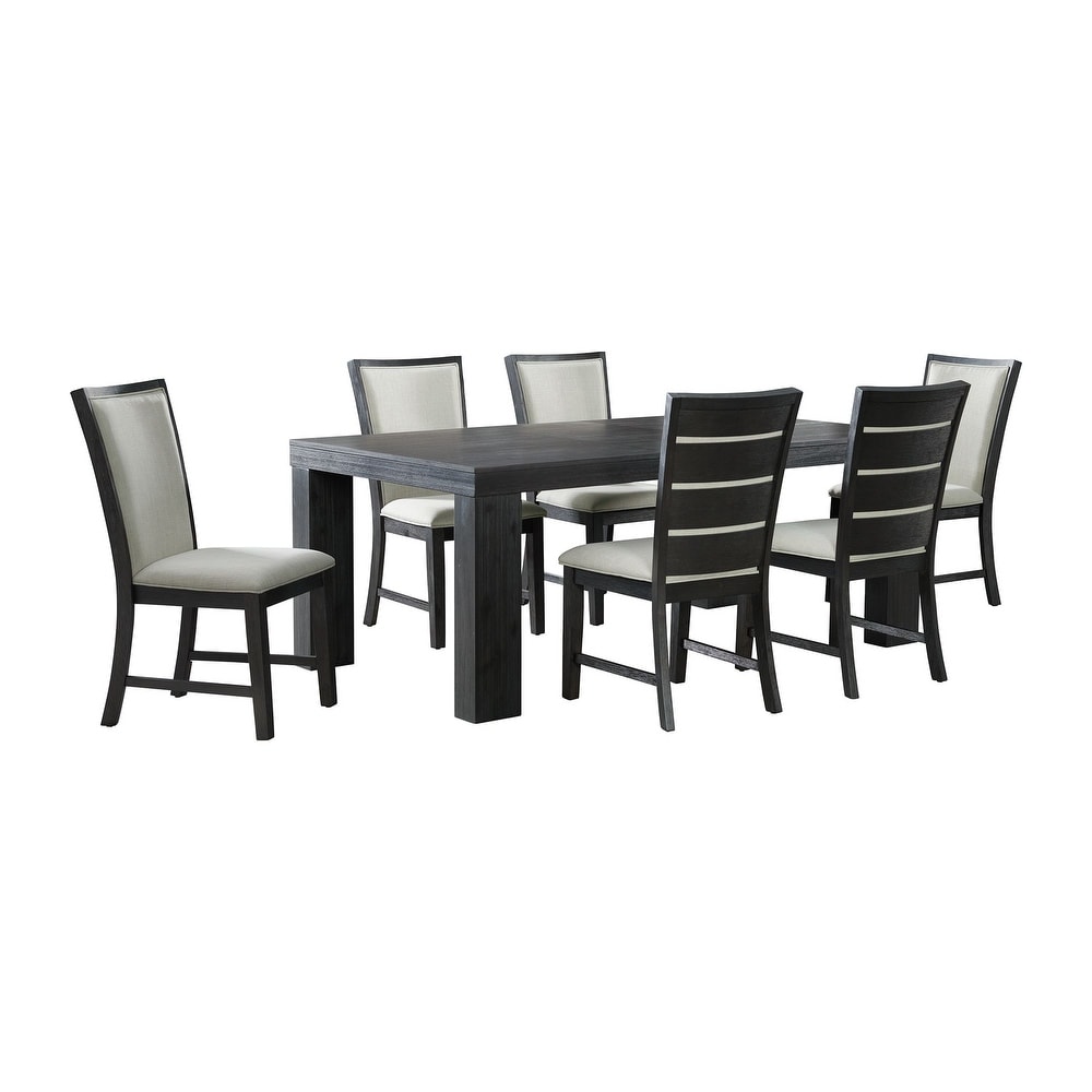 Picket House Furnishings Jasper 7PC Dining Set Table   Six Side Chairs in Black