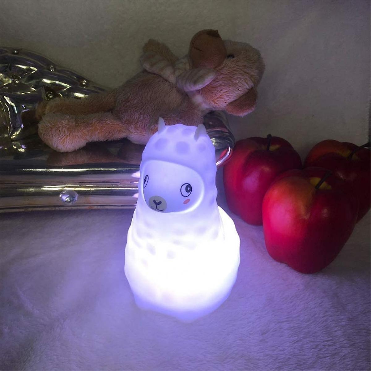 Animal Alpaca Kids Night Light， Children's Room Led Bedside Lamp， Rechargeable Soft Silicone Light， Adjustable Brightness And Colors