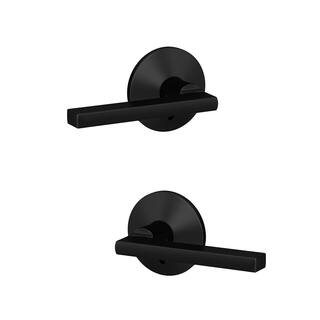 Schlage Custom Latitude Matte Black Dummy Door Handle with Kinsler Trim (2-Pack) FC172 LAT 622 KIN