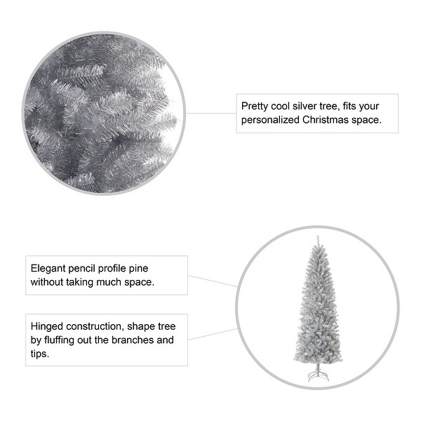 Glitzhome 7.5FT/9FT Black/Silver Unlit Tinsel Artificial Christmas Trees