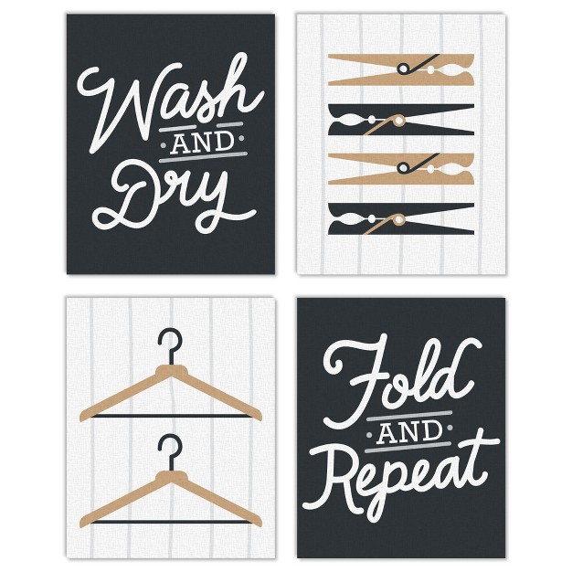 Big Dot Of Happiness Wash And Dry Unframed Laundry Room Linen Paper Wall Art Set Of 4 Artisms 8 X 10 Inches