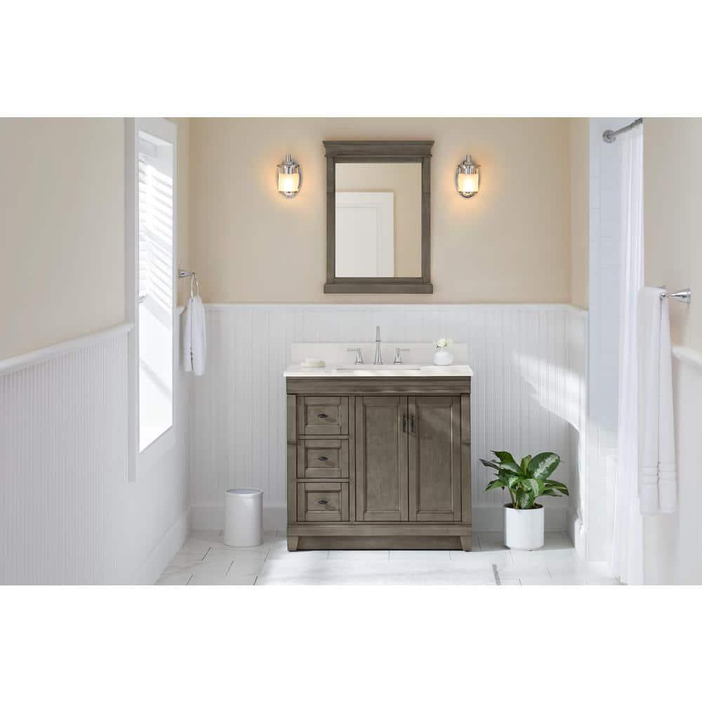 Home Decorators Collection Naples 36 in W Bath Vanity Cabinet Only in Distressed Grey with Left Hand Drawers