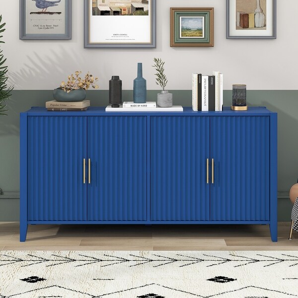 U-Style Accent Storage Cabinet Sideboard Wooden Cabinet with Metal Handles