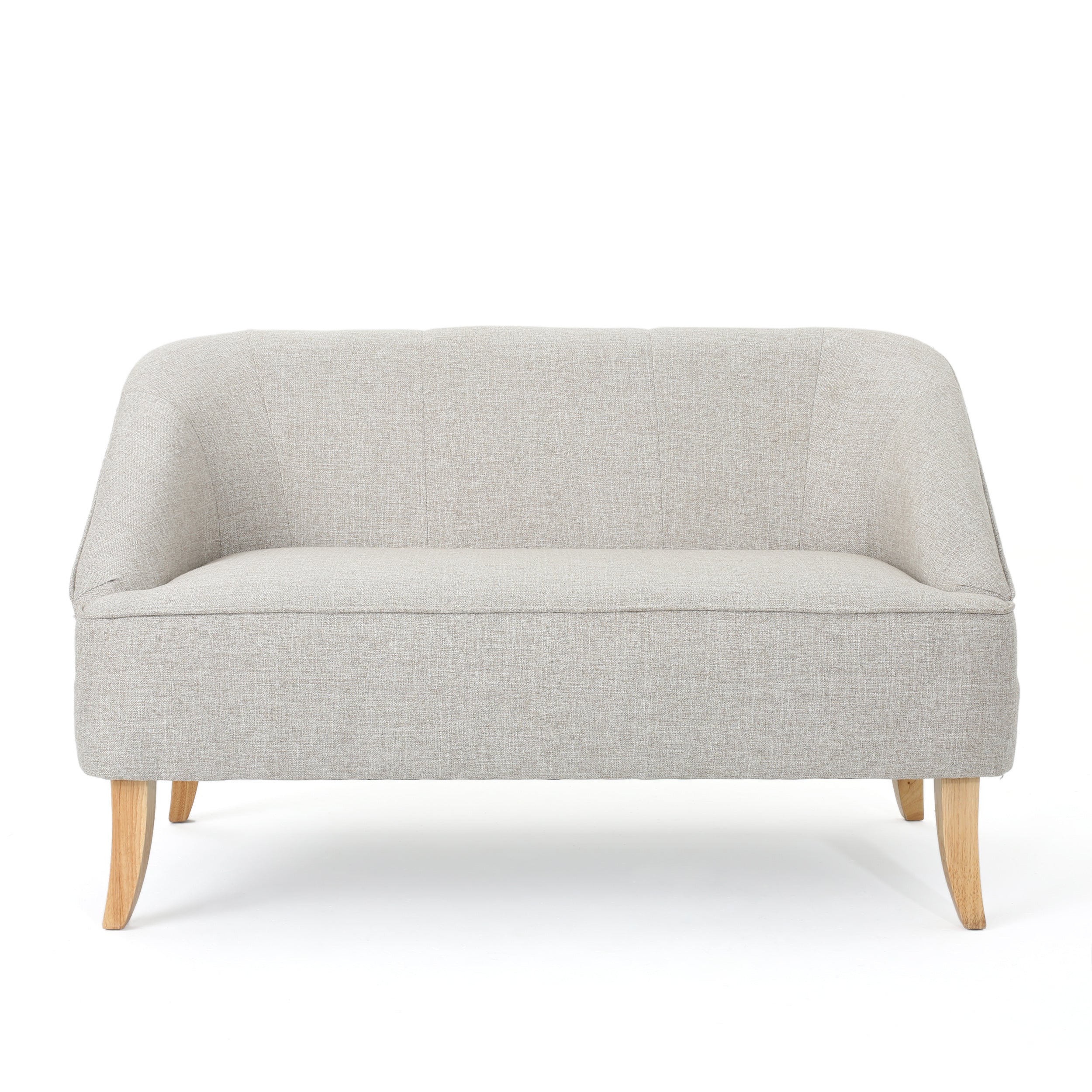 Jasper Mid-Century Modern Fabric Upholstered Shell Loveseat w/ Channel Stitching