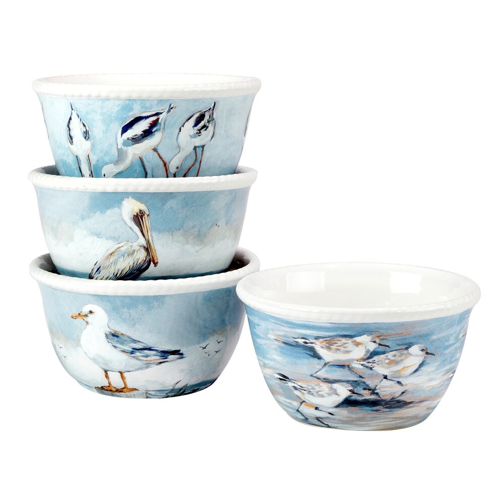 Certified International Shorebirds 26 oz. Ice Cream/Dessert Bowls  Set of 4   6\