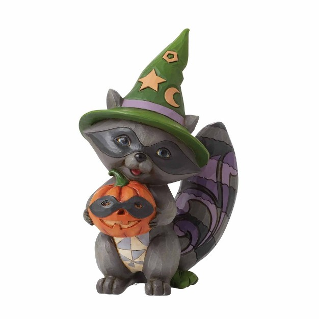 Jim Shore Halloween Mask erade One Figurine 5 75 Inches Raccoon Witch Hat Pumpkin 6012748 Resin Multicolored