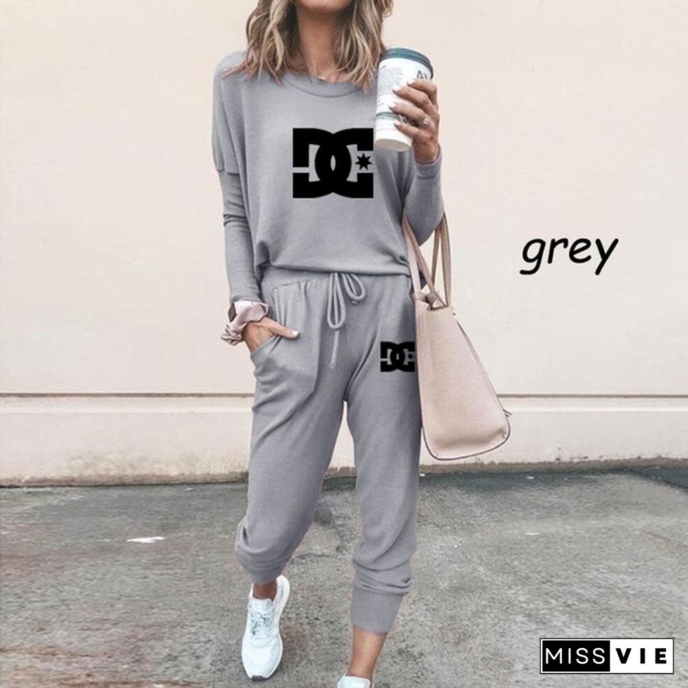 Casual Two-Piece Suits Fashion Outfits Long Sleeve Sweatshirts Pullovers Pants Sportswear for Women