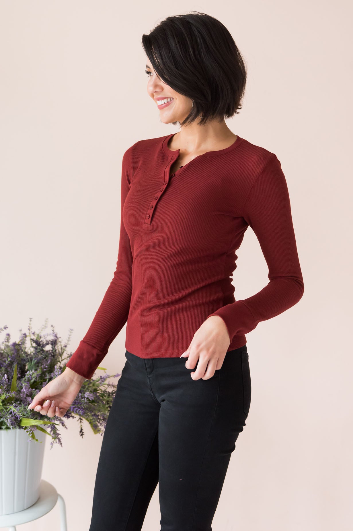 Changing Skies Modest Thermal Henley Top