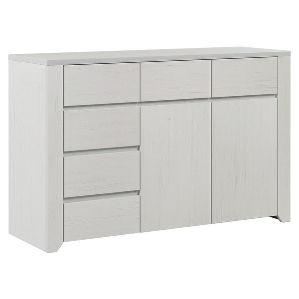 Wood Dresser with 6 Drawers and Two Level Cabinet Large Storage Space for Living Room Bedroom Guest Room - - 36416262