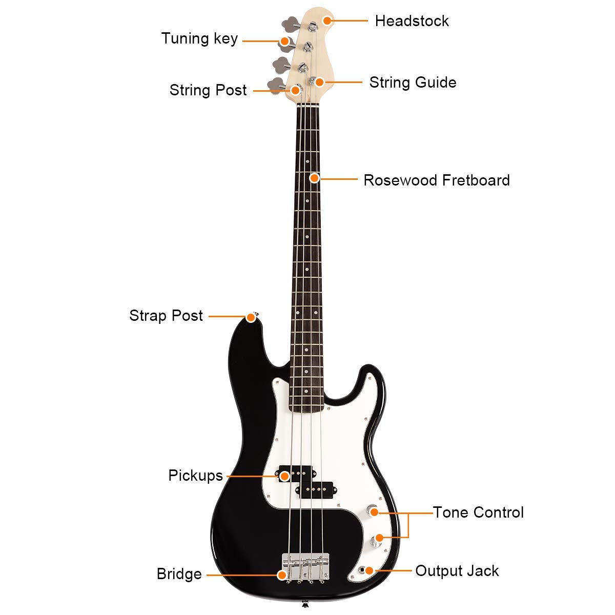 Costzon Full Size Electric 4 String Bass Guitar for Beginner Starter Complete Kit,w/Two Pickups & Two Tone Control