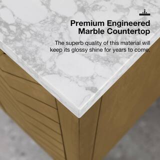 OVE Decors Roselle 60 in. W x 22 in. D x 34.5 in. H Bath Vanity in Almond Latte with White Engineered Marble Top 15VVA-NELL60-05