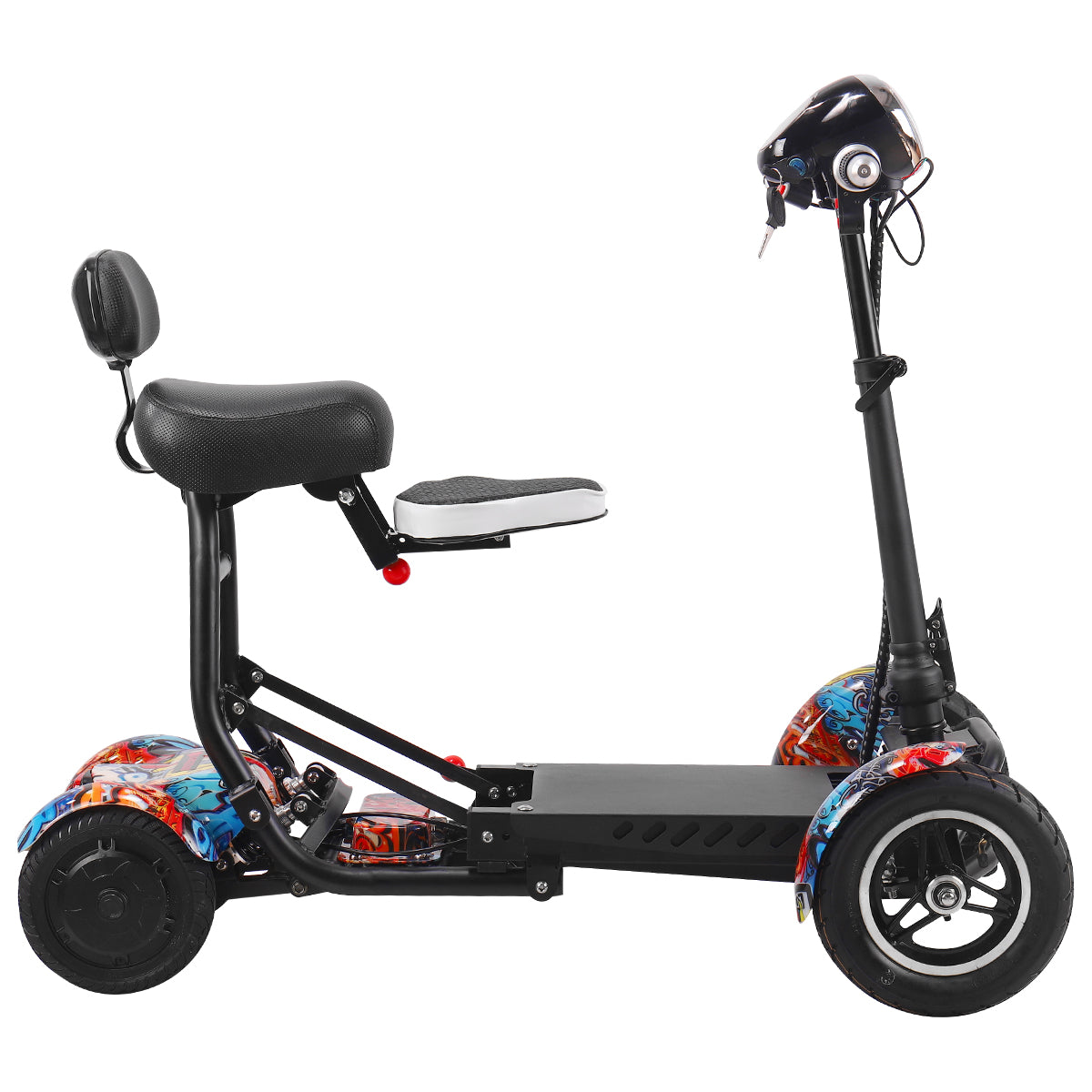 Foldable Double Seats Electric Power Scooter with Stab Resistant Tires 63 lbs Hiphop Color