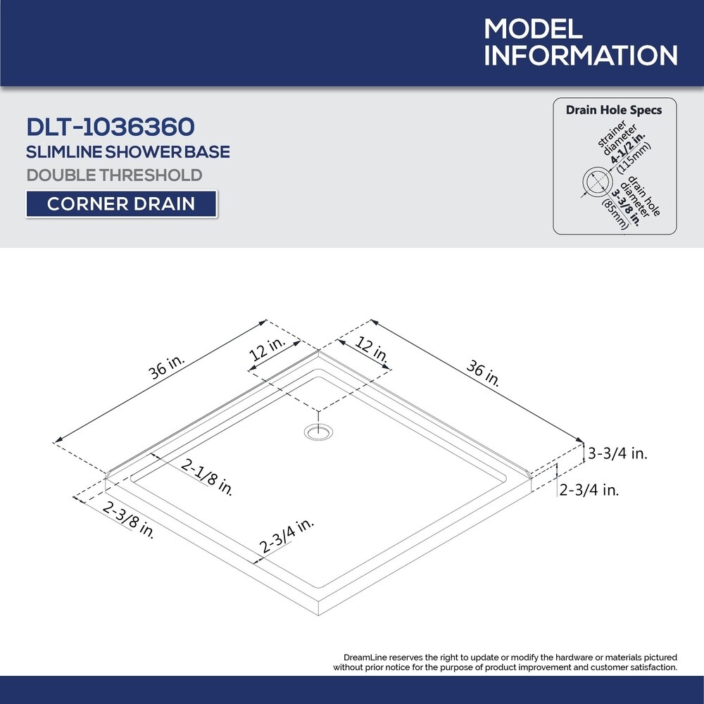 DreamLine Flex 36 in. D x 36 in. W x 76 3/4 in. H Pivot Shower Enclosure  Shower Base and Backwall Kit   36\