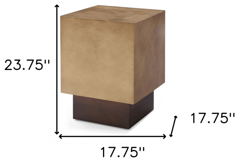 24 quotAntiqued Copper And Light Brown Metal Square End Table   Contemporary   Side Tables And End Tables   by HomeRoots  Houzz