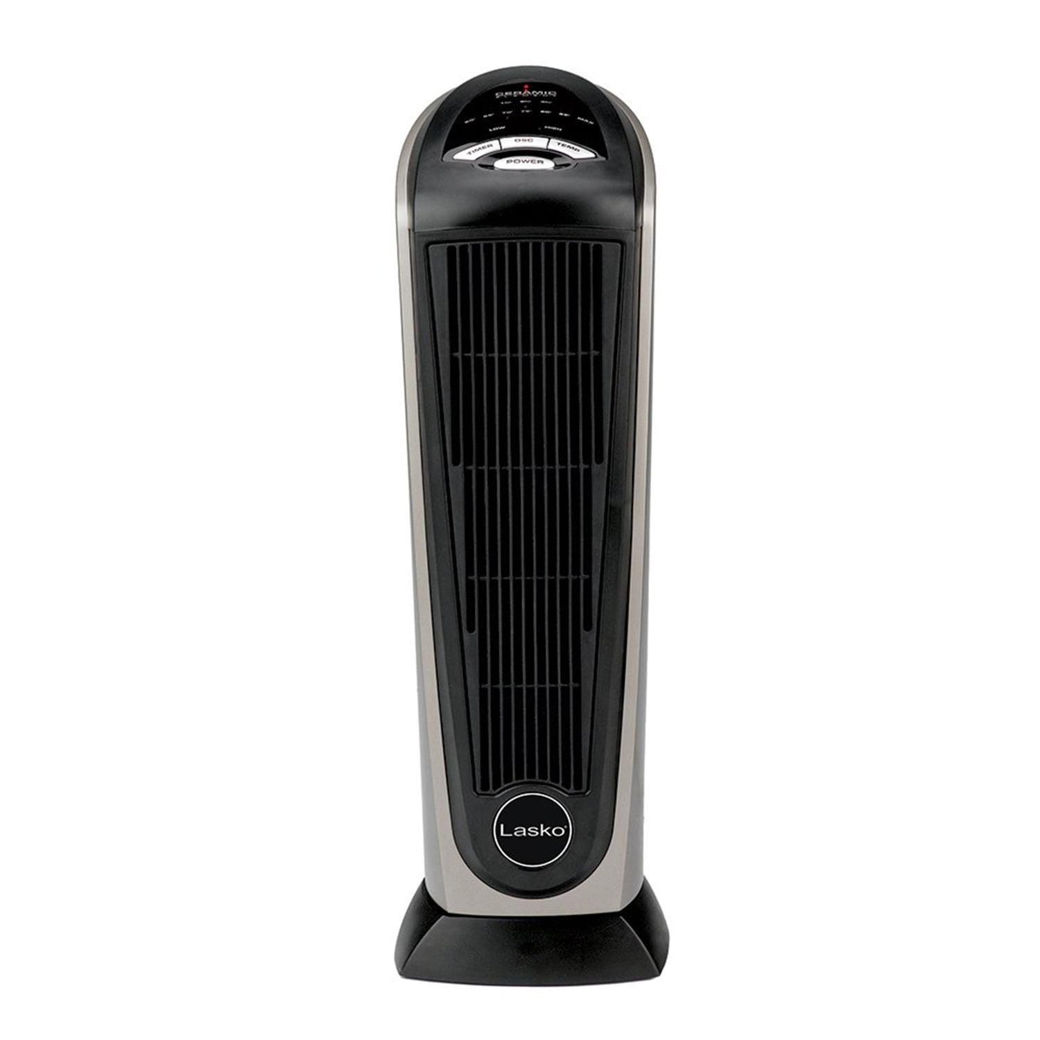 Lasko 1500W Electric Oscillating Ceramic Tower Space Heater with Remote Control， 751320， Black