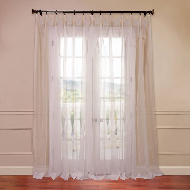 EFF 1-Panel Solid Sheer Voile Double-Wide Window Curtain