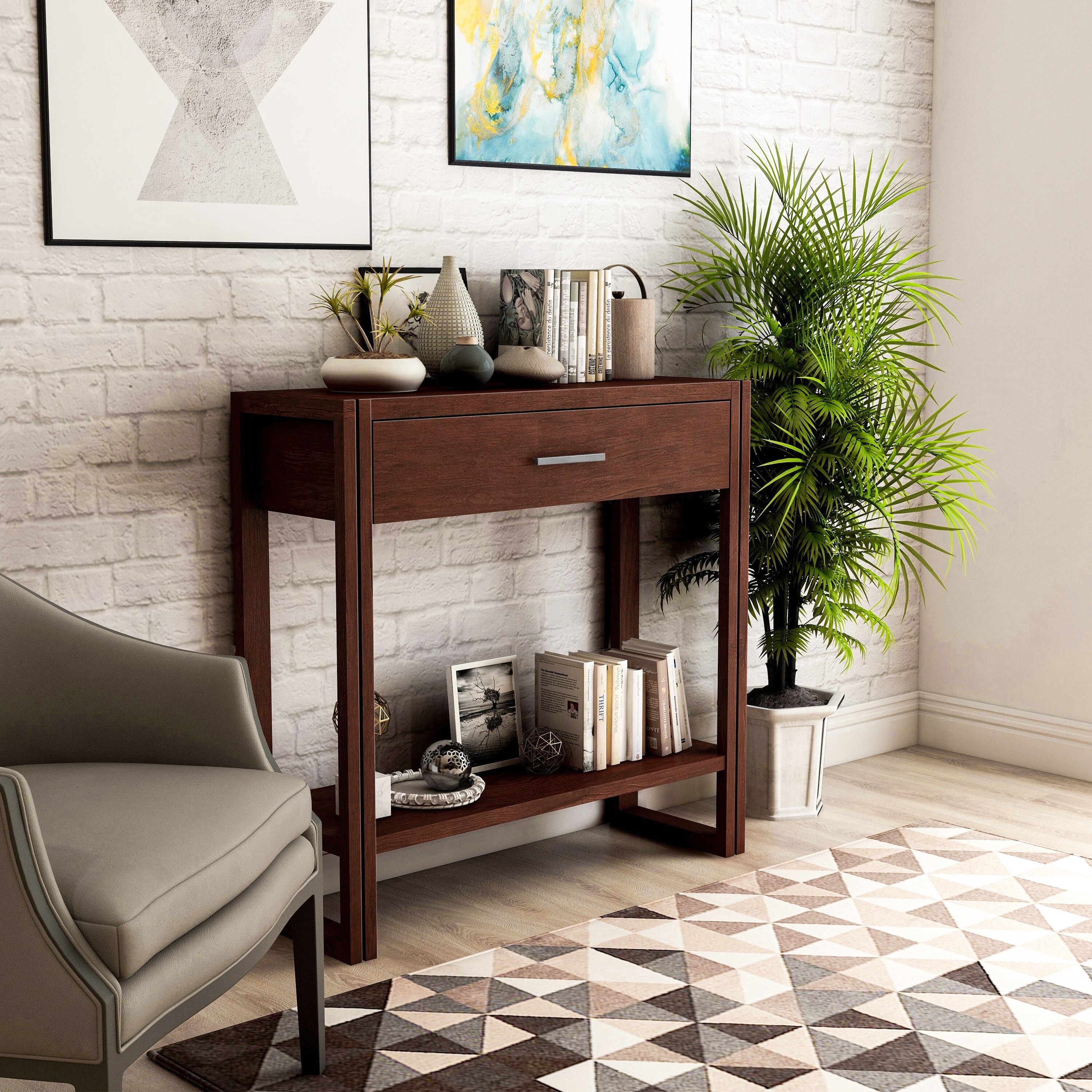 Porch and Den Sewell Modern 35-inch 1-shelf 1-drawer Console Table