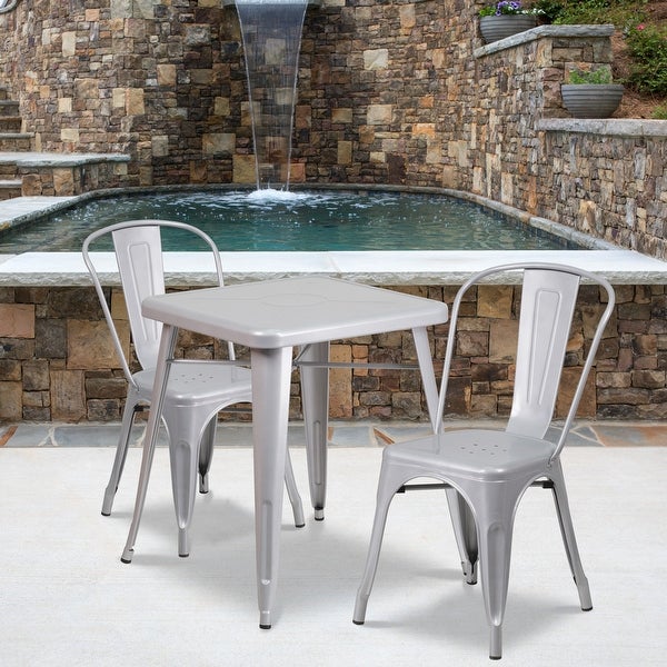 23.75-inch Square 3-piece Metal Indoor/ Outdoor Dining Set