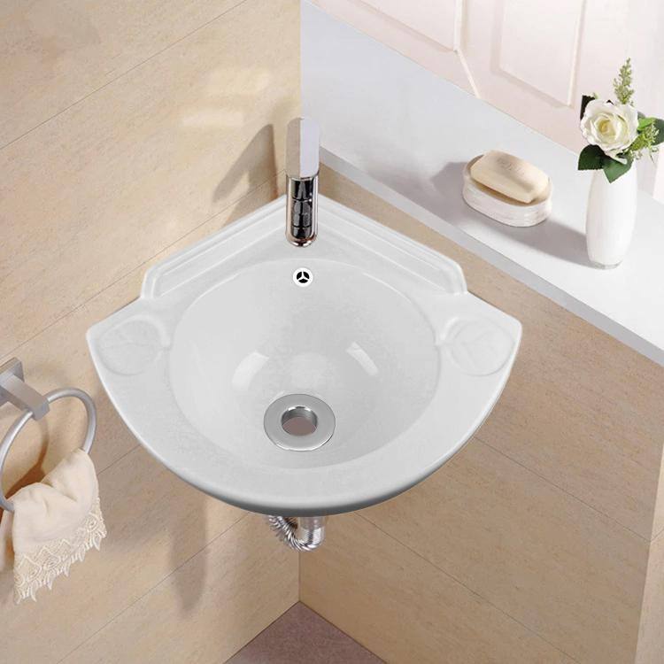 RENOVATORS SUPPLY MANUFACTURING Mountain Pond 20-12 in. Corner Wall Mounted Bathroom Sink in White with Overflow 13262