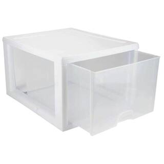 Sterilite 27 qt. Plastic Modular Stacking Storage Drawer Container in Clear 4 Pack 4 x 23108004