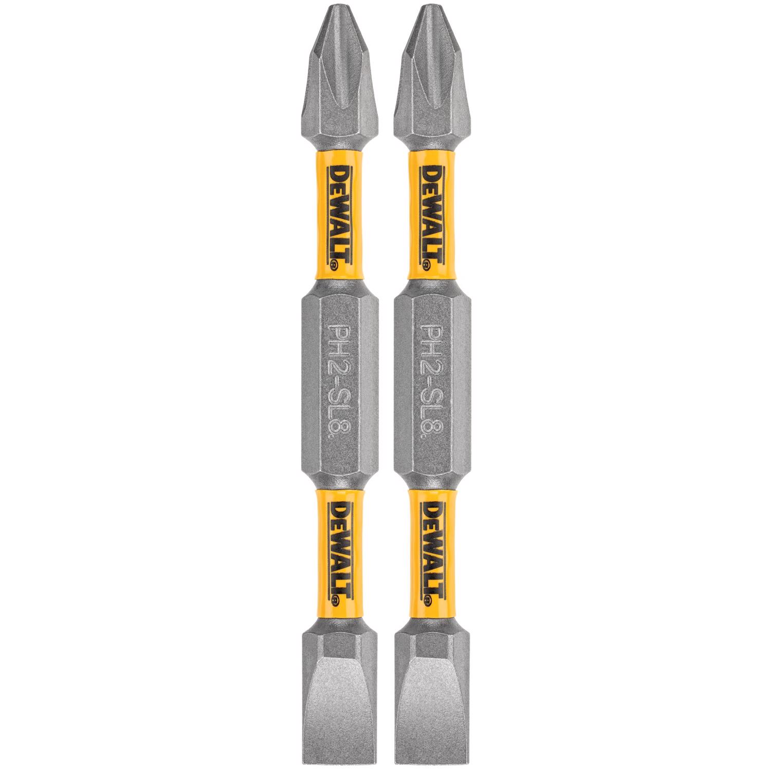 DW MaxFit Phillips/Slotted 2.5 in. L PH2/SL8 Double-Ended Screwdriver Bit Steel 2 pc