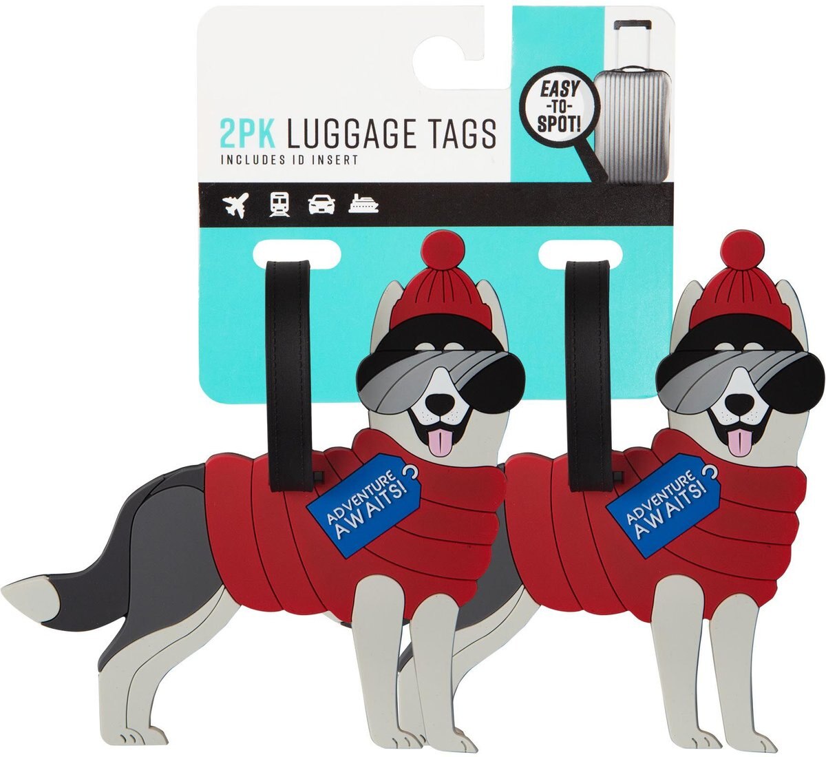 Pounce + Fetch Pet Design Luggage Id Tag， 2 count， Style Varies