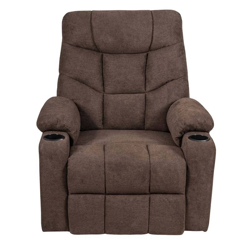 Heated Power Lift Recliner Fabric Massage Reclining Sofa, Elderly Lift Chair with 8 Point Massage, 2 Side Pockets Cup Holders, USB Port