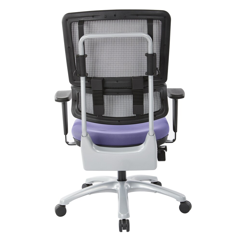 Upholstered Vertical Grey Mesh Chair with Silver Base