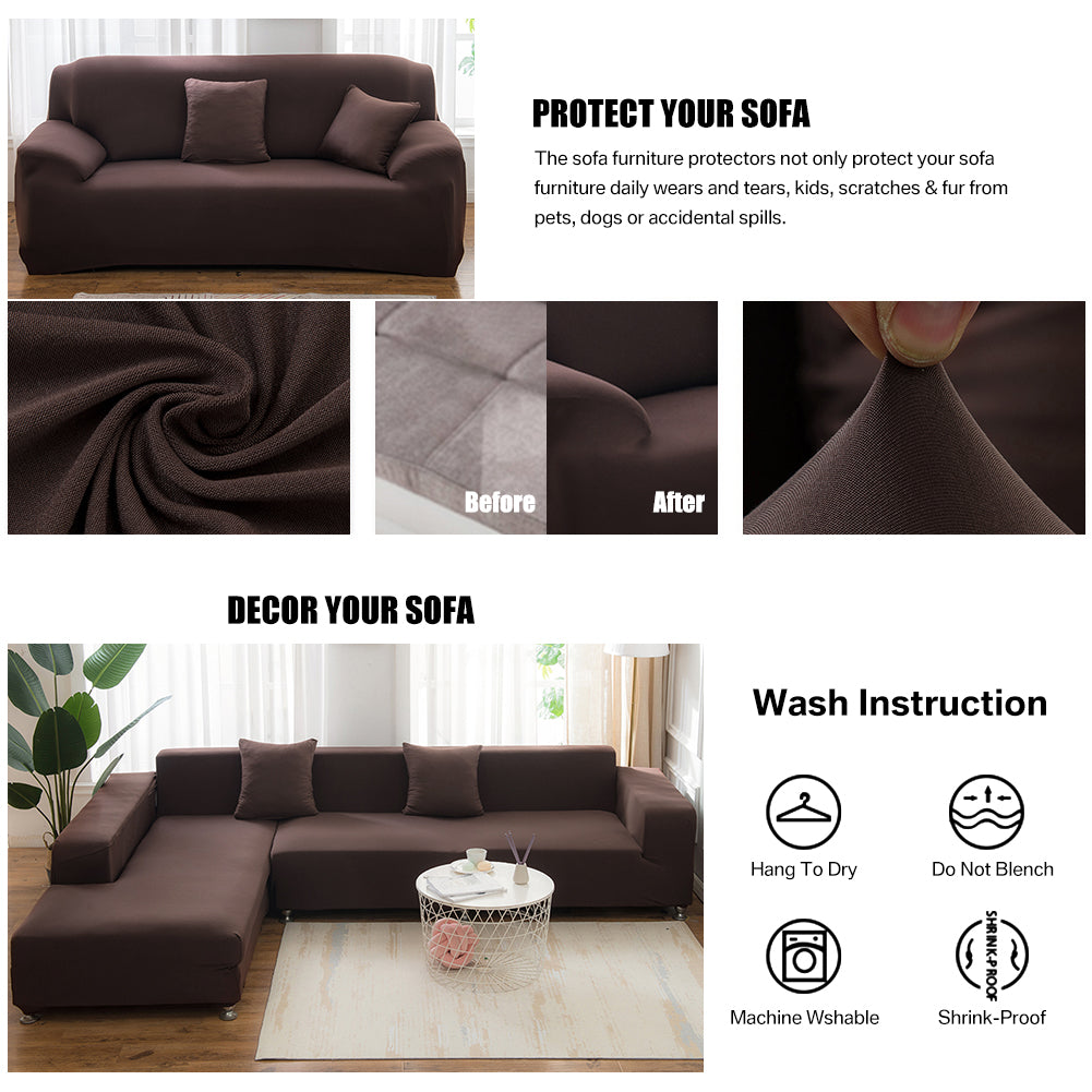 Stretch Sofa Covers,1/2/3/4 SeatsSolid Color Chair Loveseat Couch Slipcovers Protector