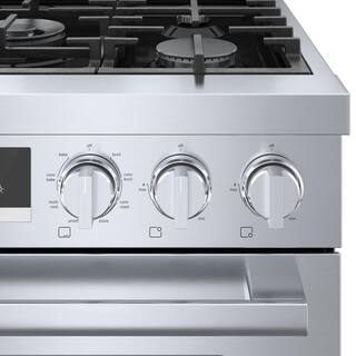 Bosch 800 Series 30 in. 3.9 cu. ft. Industrial Style Dual Fuel Range with 5-Burners in Stainless Steel HDS8055U