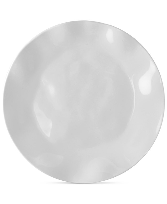 Q Squared Ruffle White Melamine Dinner Plates Set of 4