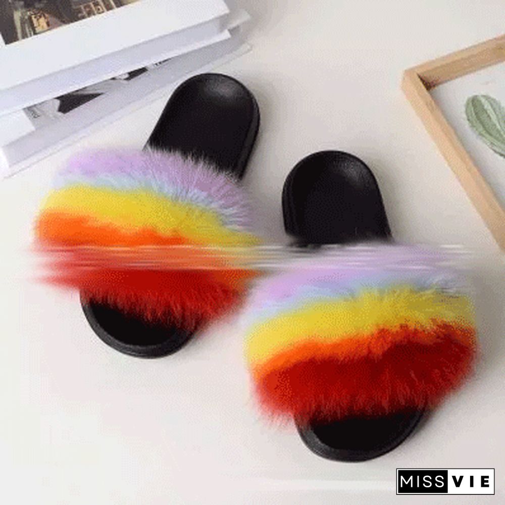 Furry Slippers Flat Half-drag Slippers