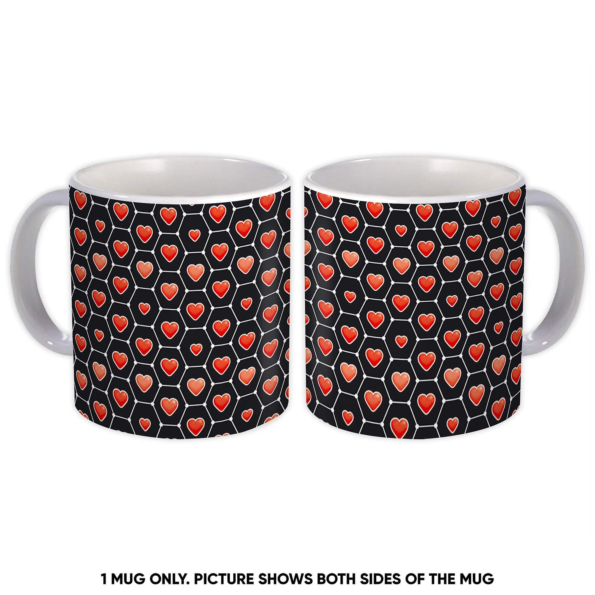 Gift Mug: Hearts Hexagons Valentines