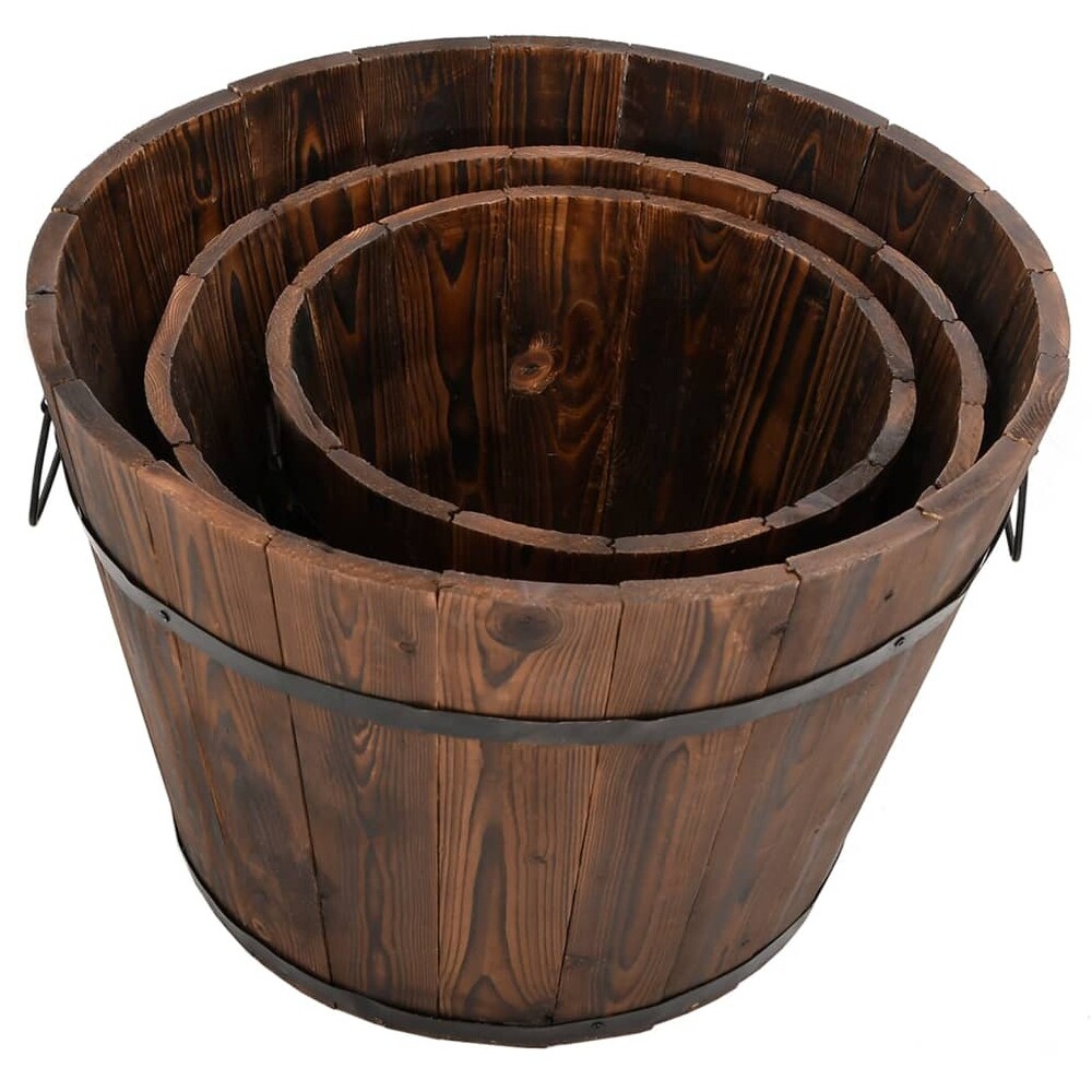 vidaXL Flower Pot 3 Piece Outdoor Planter Pot Box Container Solid Wood Fir