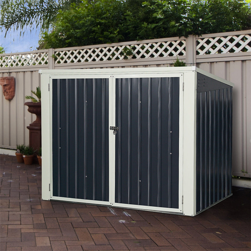 6 x 3FT Outdoor Horizontal Storage Shed Multifunctional Metal Garbage Can Storage Shed for Garden Yard