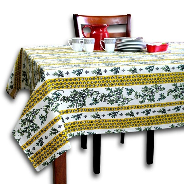 Wipeable Tablecloth Spill Resistant French Fleur Oliviers Collection