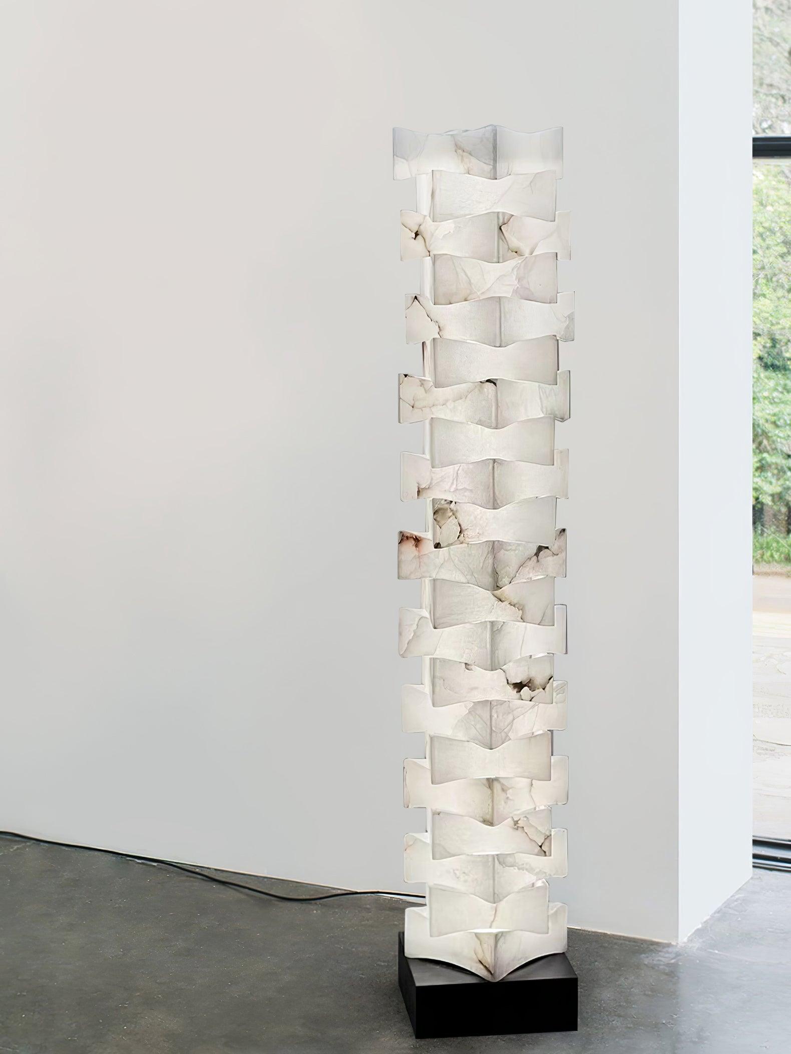 Stacked Alabaster Squares Floor Lamp