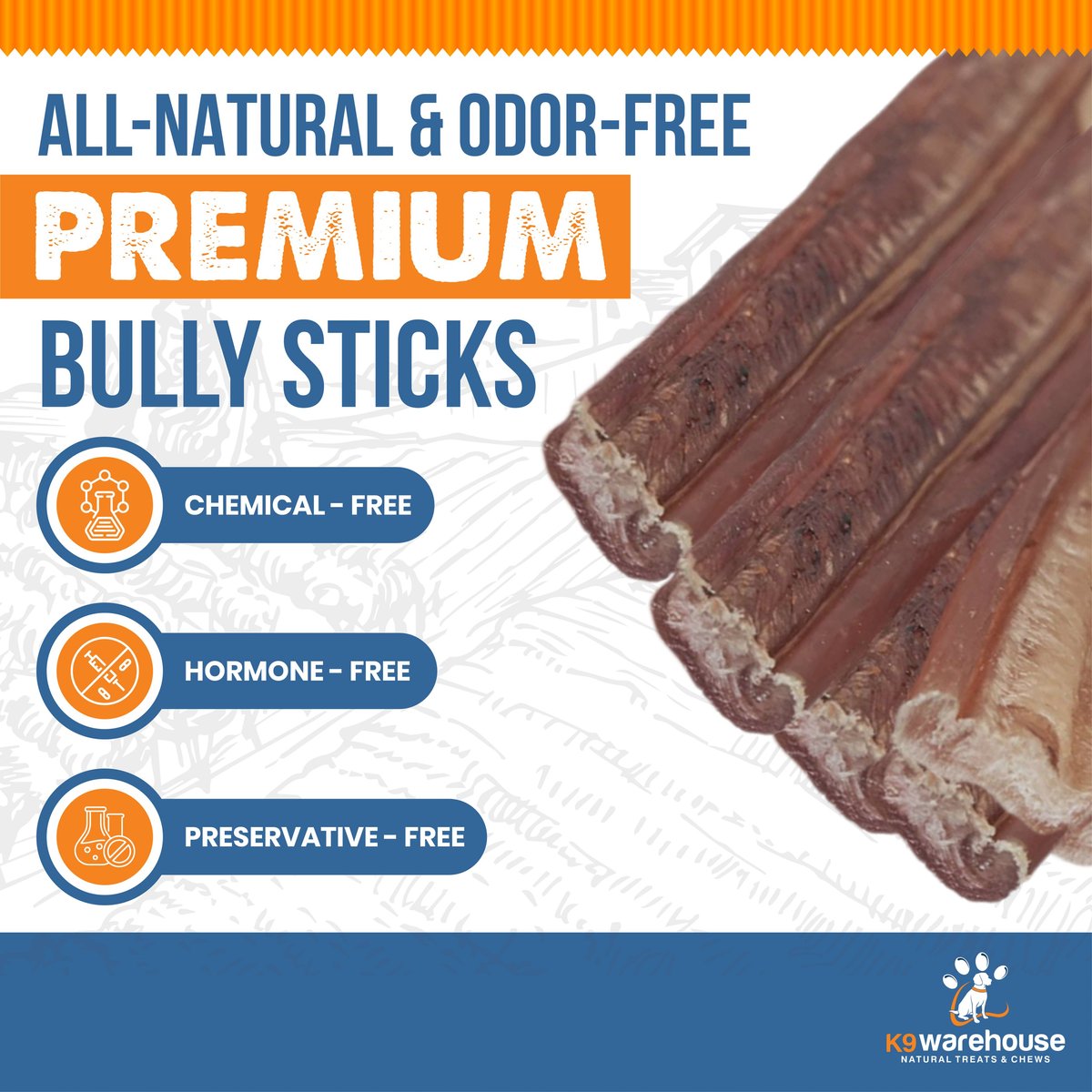 K9warehouse Standard 6-inch Bully Sticks Dog Treats