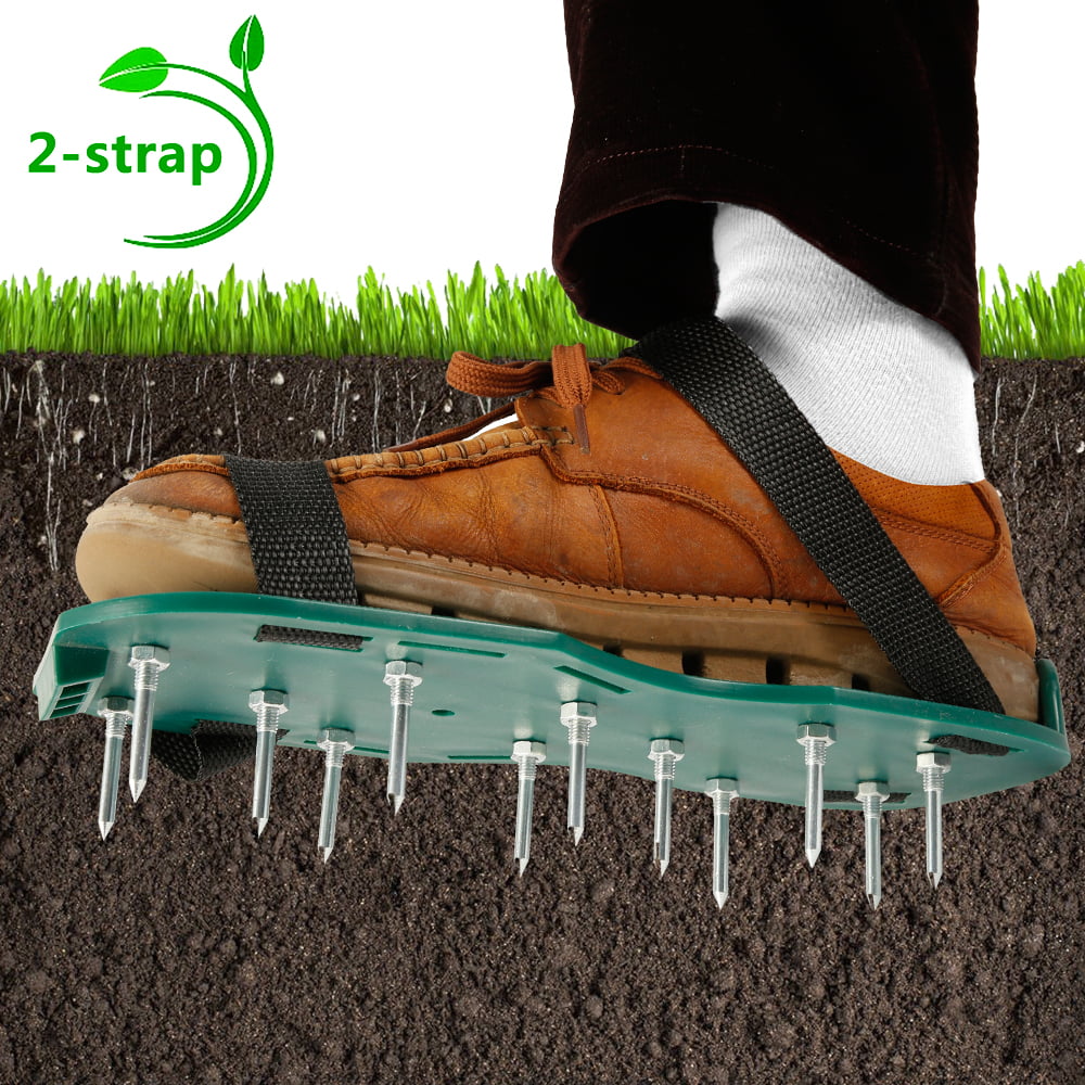 Fyeme Lawn Aerator Spike Shoes 3 Straps With Strong Metal Buckle Heavy Duty Spikes Foot Sandal Setfor Aerating Your Lawn or Yard