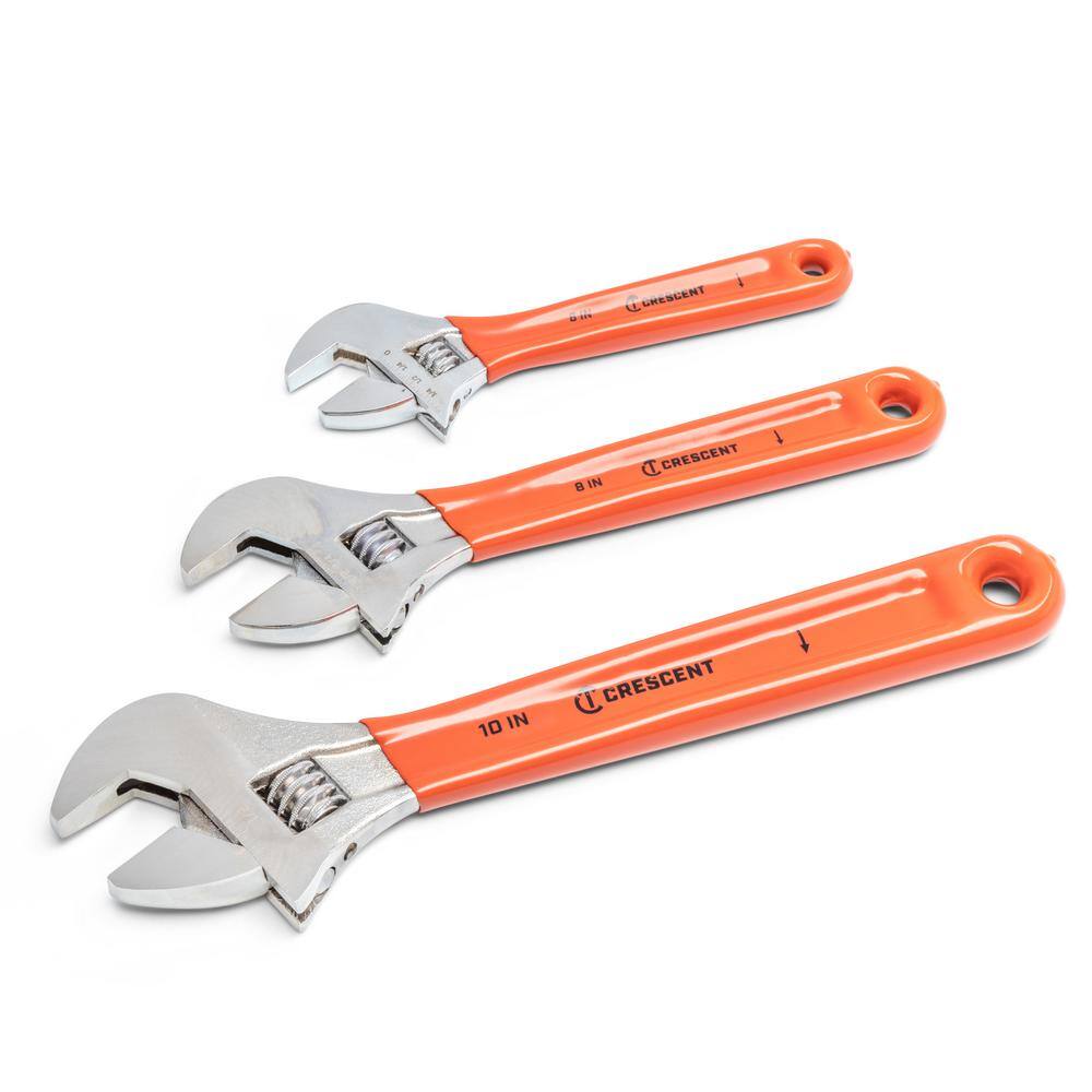 Crescent 6 in. 8 in. and 10 in. Chrome Cushion Grip Adjustable Wrench Set (3-Piece) AC26810CV