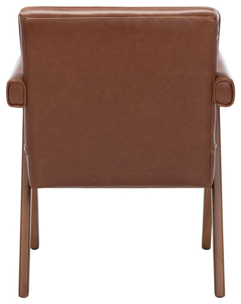 Katie Mid Century Accent Chair Cognac PU/ Walnut   Modern   Armchairs And Accent Chairs   by Virgil Stanis Design  Houzz