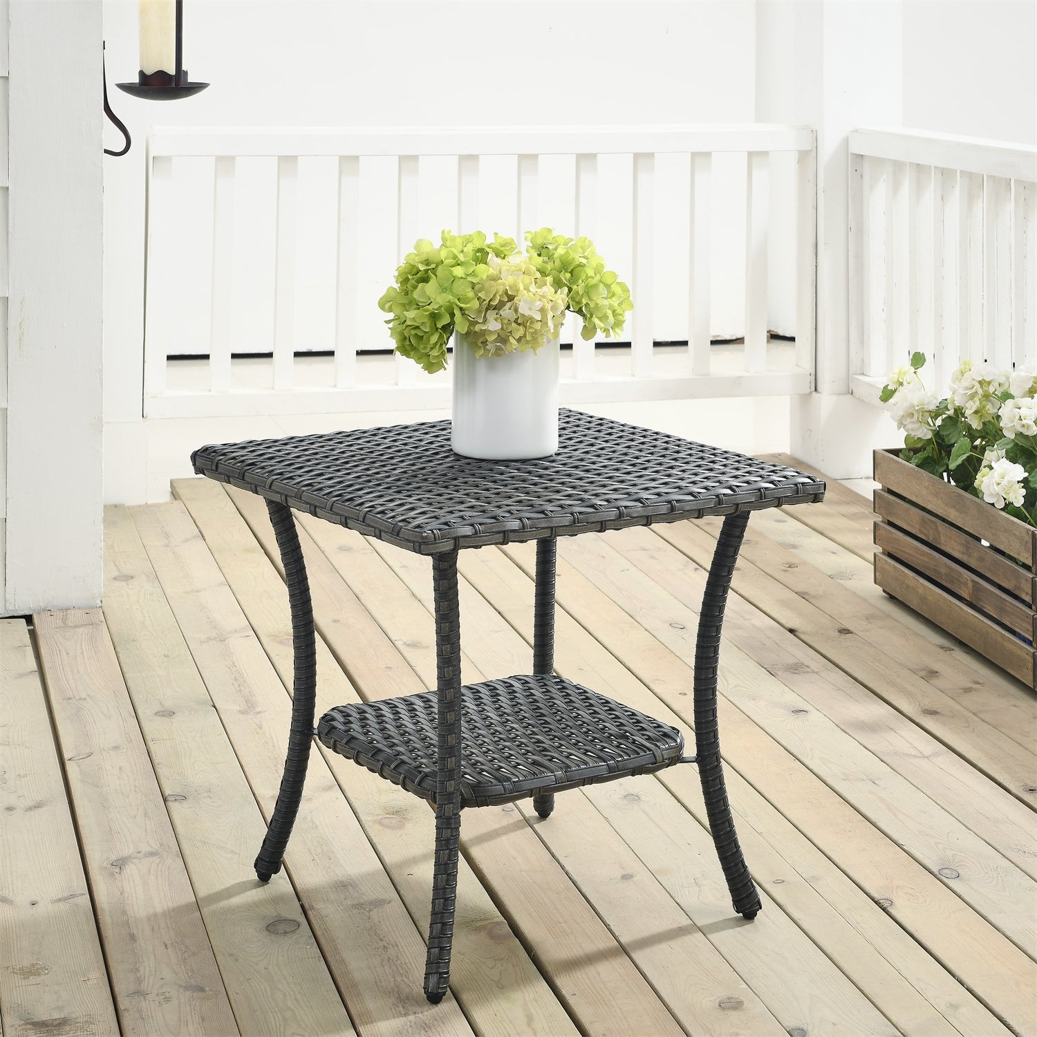 Outdoor Patio Side Table Rattan PE Wicker Table