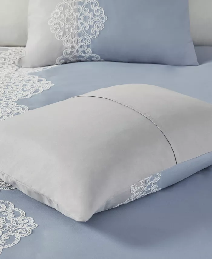 Madison Park Panache 3 Piece Embroidered Microfiber Duvet Cover Set， Full Queen