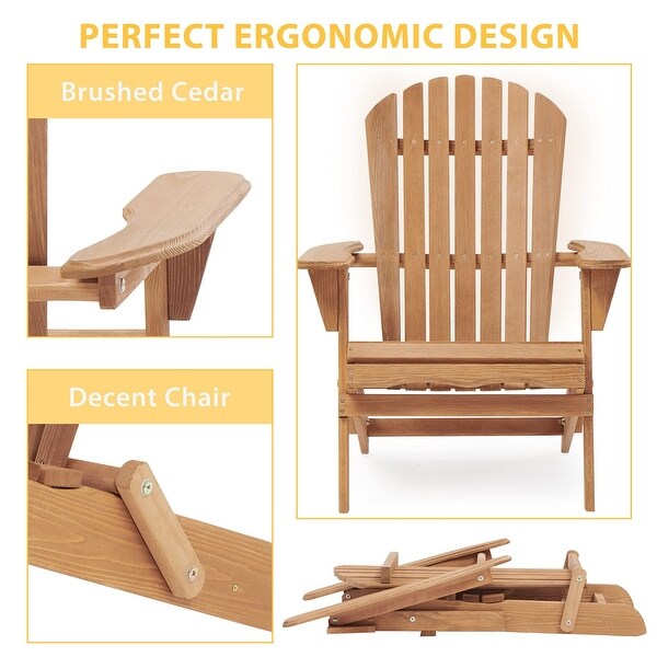 Set of 4 Outdoor Garden Solid Wood Folding Lounge Adirondack Chairs