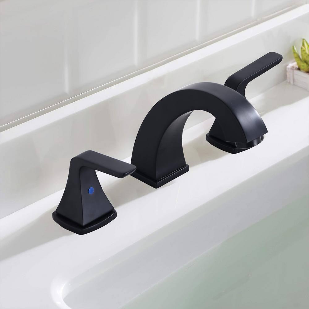 PROOX 8 in Widespread 2Handle Bathroom Faucet with PopUp Assembly in Matte Black