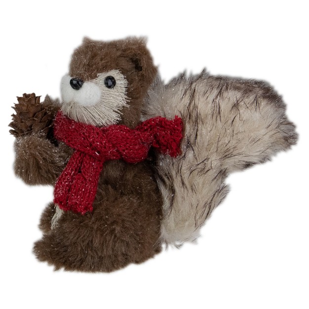 Standing Squirrel With Pinecone And Red Scarf Tabletop Christmas Figurine