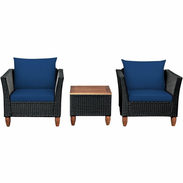 3 Pieces Patio wicker Furniture Set with Cushion