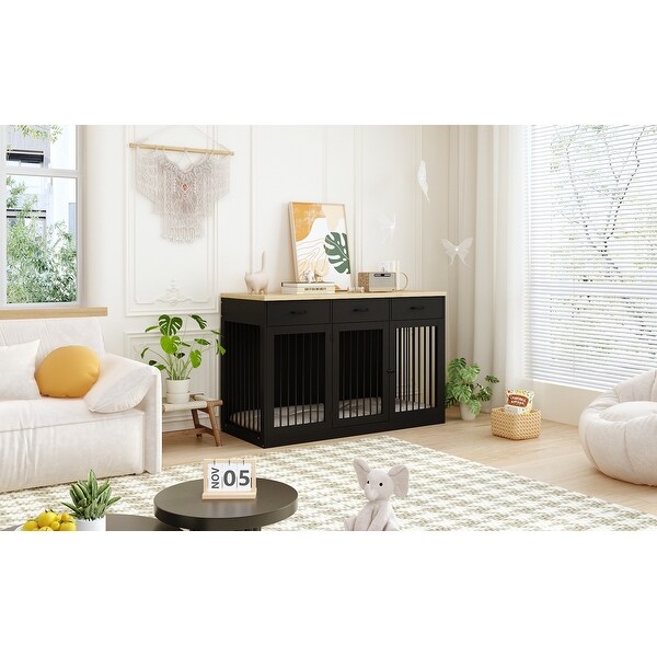 Modern Large Dog Crate with Storage Drawers