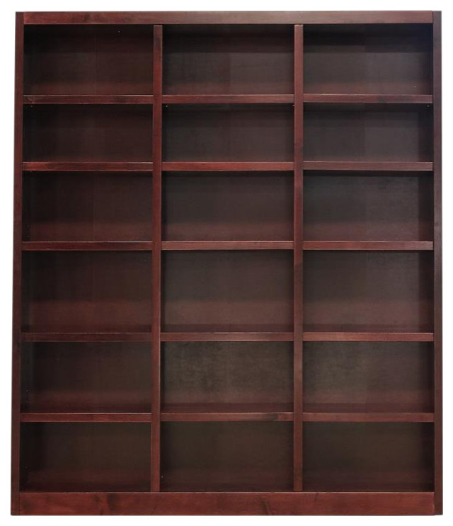 Bowery Hill Traditional 84 quotTall 18 Shelf Triple Wide Wood Bookcase in Dry Oak   Transitional   Bookcases   by Homesquare  Houzz